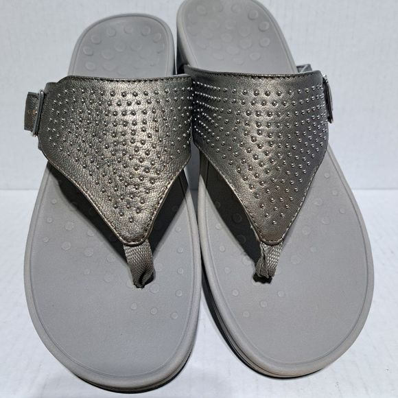 Vionic Capitola With Studs Platform Sandal Flip-flops Size 10 Pewter Gray - Picture 10 of 14